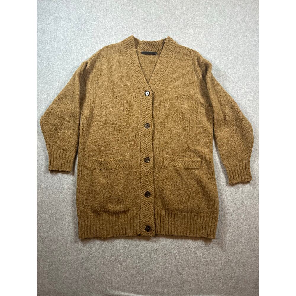 Jenni Kayne V-Neck Cardigan Brown Button Front Knit Pockets Casual Small